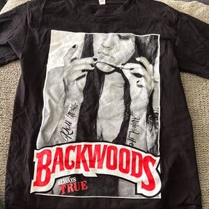 Alstyle Black Graphic Tee with Red Accents